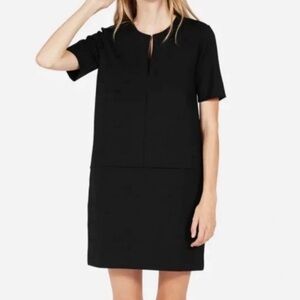 EVERLANE The‎ Ponte Split Neck Viscose Dress In Black Size Small Minimalist